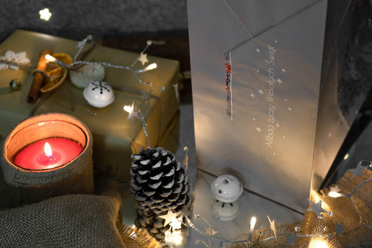 Torba papierowa świąteczna 320x160x380mm Szara Merry Christmas