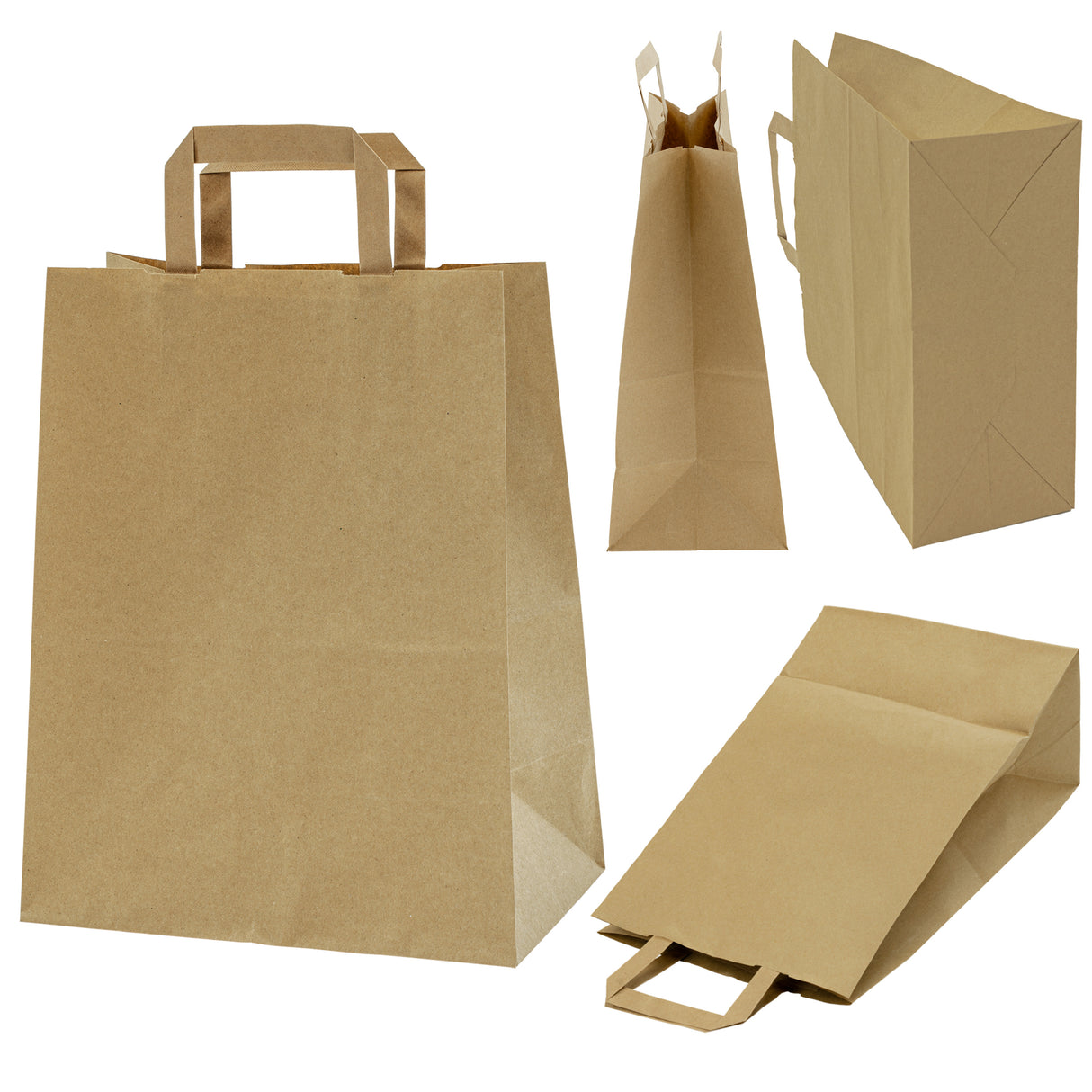 Torba papierowa z uchwytem płaskim 260x140x300mm Brązowa