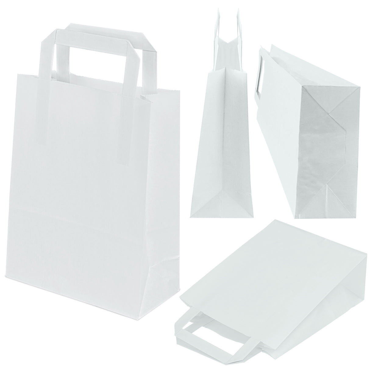 Torba papierowa z uchwytem płaskim 180x80x230mm Biała