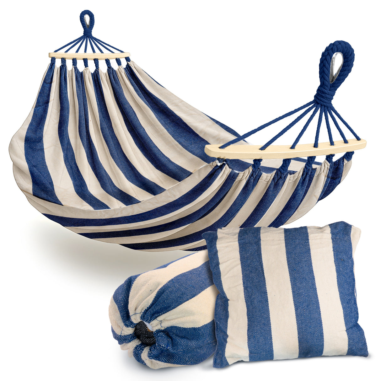 Hamak Ogrodowy XXL Niebieski + Poduszka