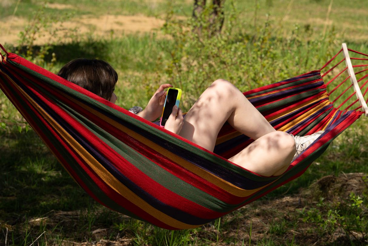 Hamak Ogrodowy XXL Czerwony + Poduszka