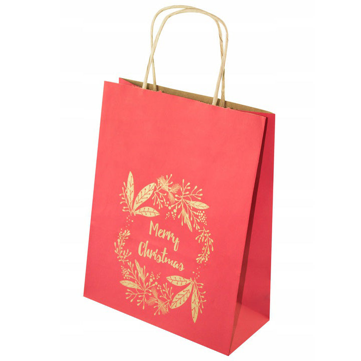 Torba papierowa świąteczna 180x80x220mm Czerwona MERRY CHRISTMAS