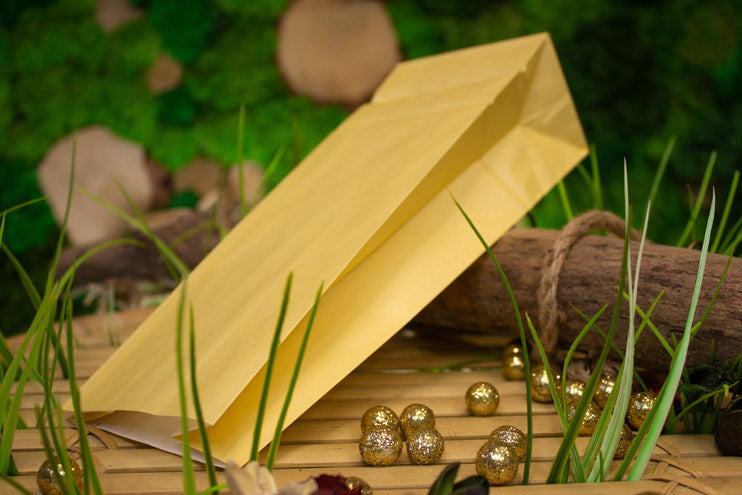 Torba papierowa klockowa 100x70x280mm Żółta