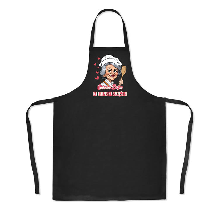 Fartuch Kuchenny Prezent na Dzień Babci Karykatura Czarny