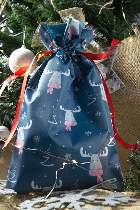 Woreczek poliestrowy 30x45cm Renifery białe