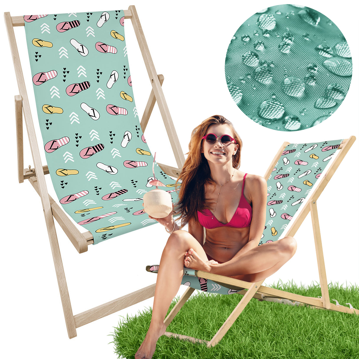 Leżak drewniany z nadrukiem KLAPKI