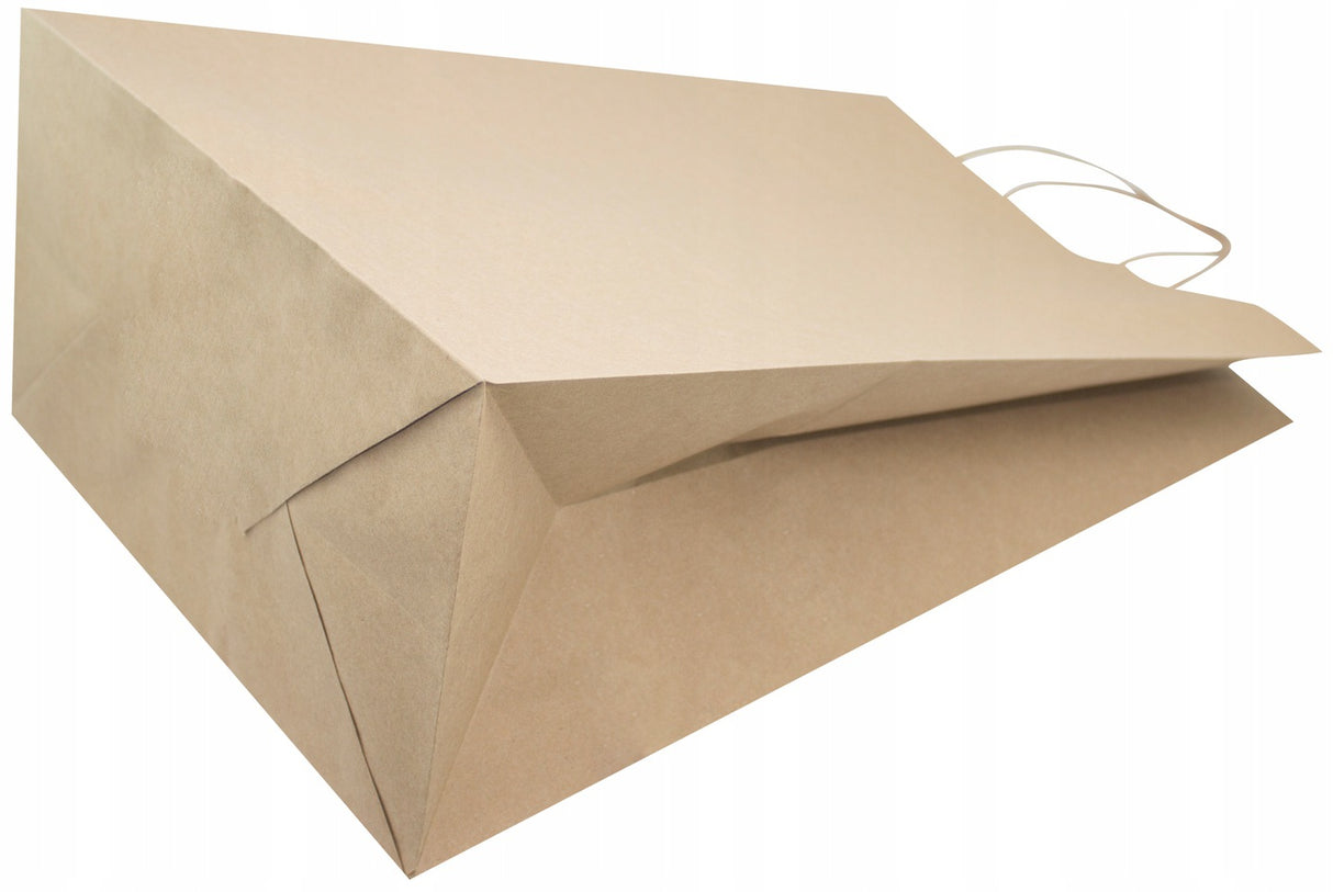 Torba papierowa 305x170x425mm z uchwytem skręcanym prążek Brązowa