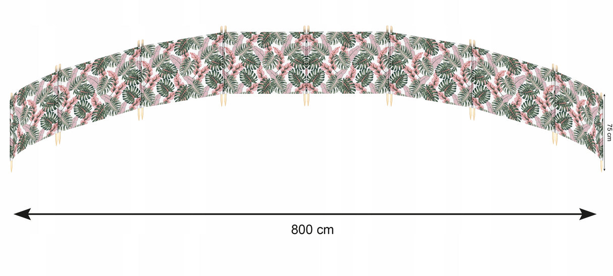 Parawan plażowy 8M RÓŻOWE LIŚCIE