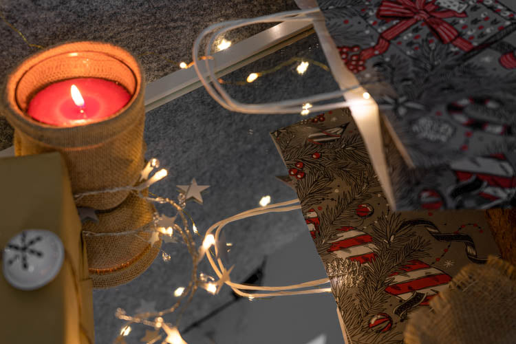 Torba papierowa świąteczna 320x160x380mm Szara Merry Christmas