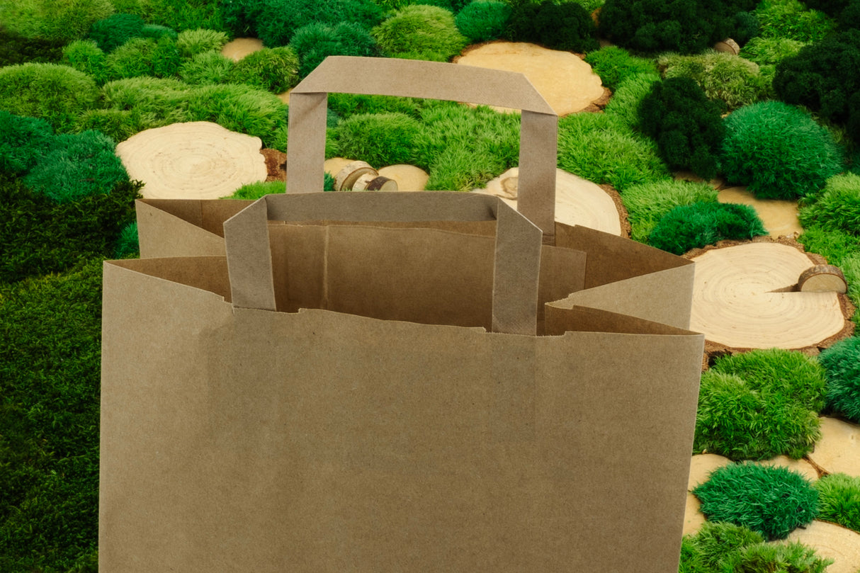 Torba papierowa z uchwytem płaskim 260x140x300mm Brązowa