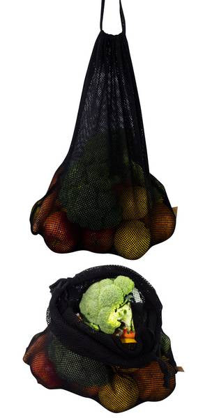 Worek z siatki bawełnianej 30x45cm - kolor czarny