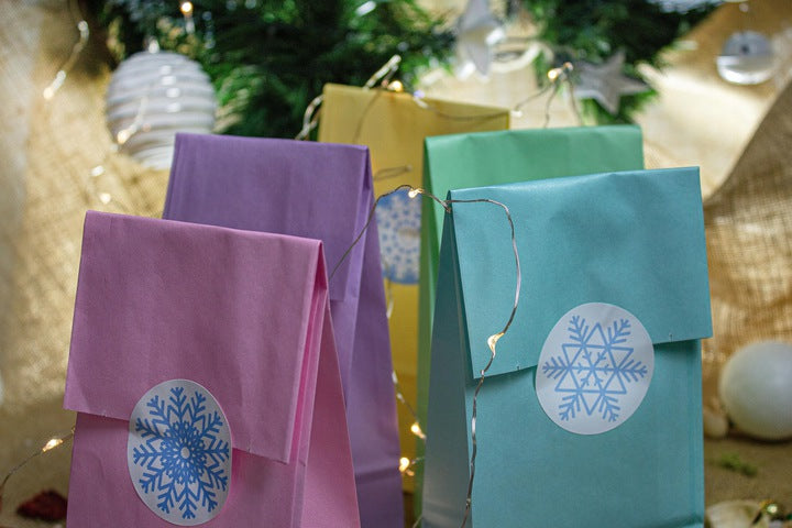 Torebki papierowe pastelowe 10x26x6,5 + naklejki