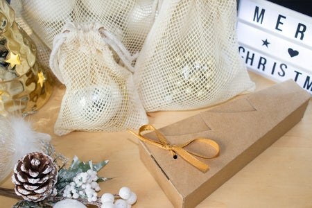 Zestaw woreczków z siatki 3szt + kartonik CHOINKA