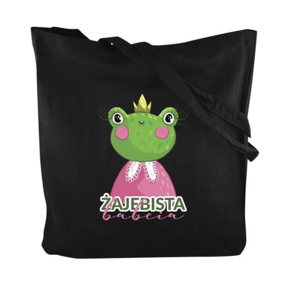 Torba Bawełniana Żajebista Babcia Prezent na Dzień Babci Czarna