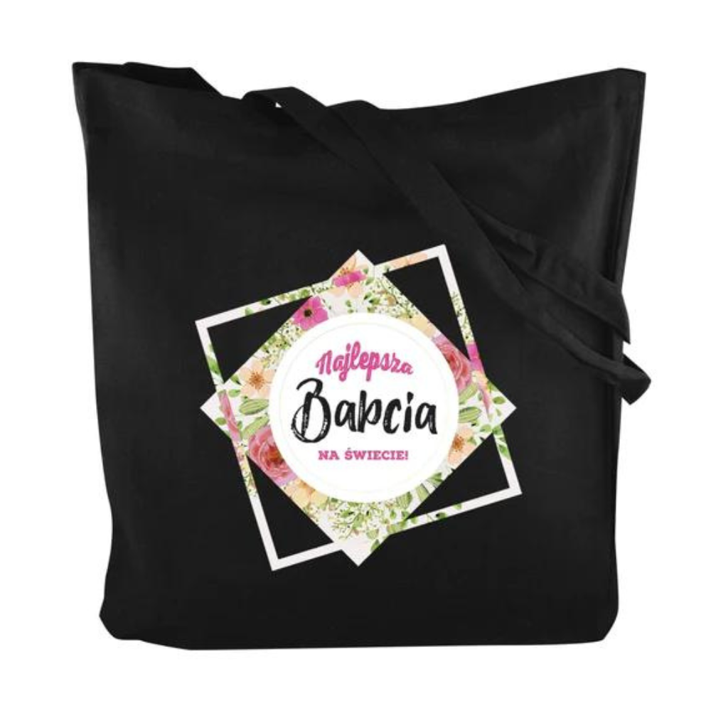 Torba bawełniana Najlepsza Babcia Prezent na Dzień Babci Czarna