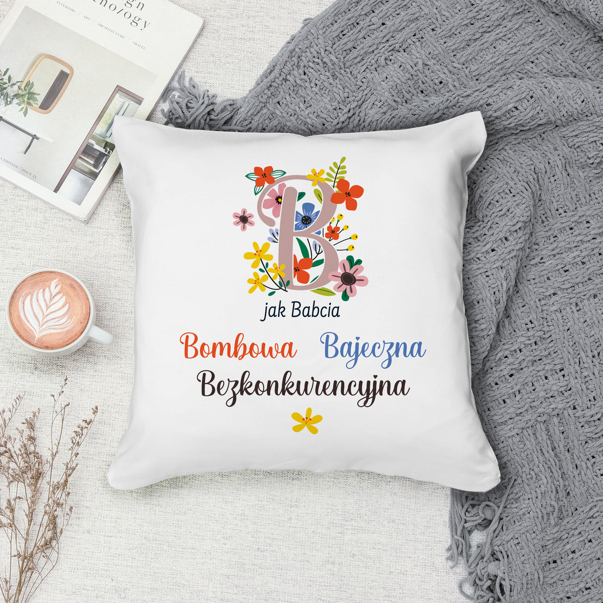 Poduszka na Dzień Babci - B jak Babcia Prezent na Dzień Babci