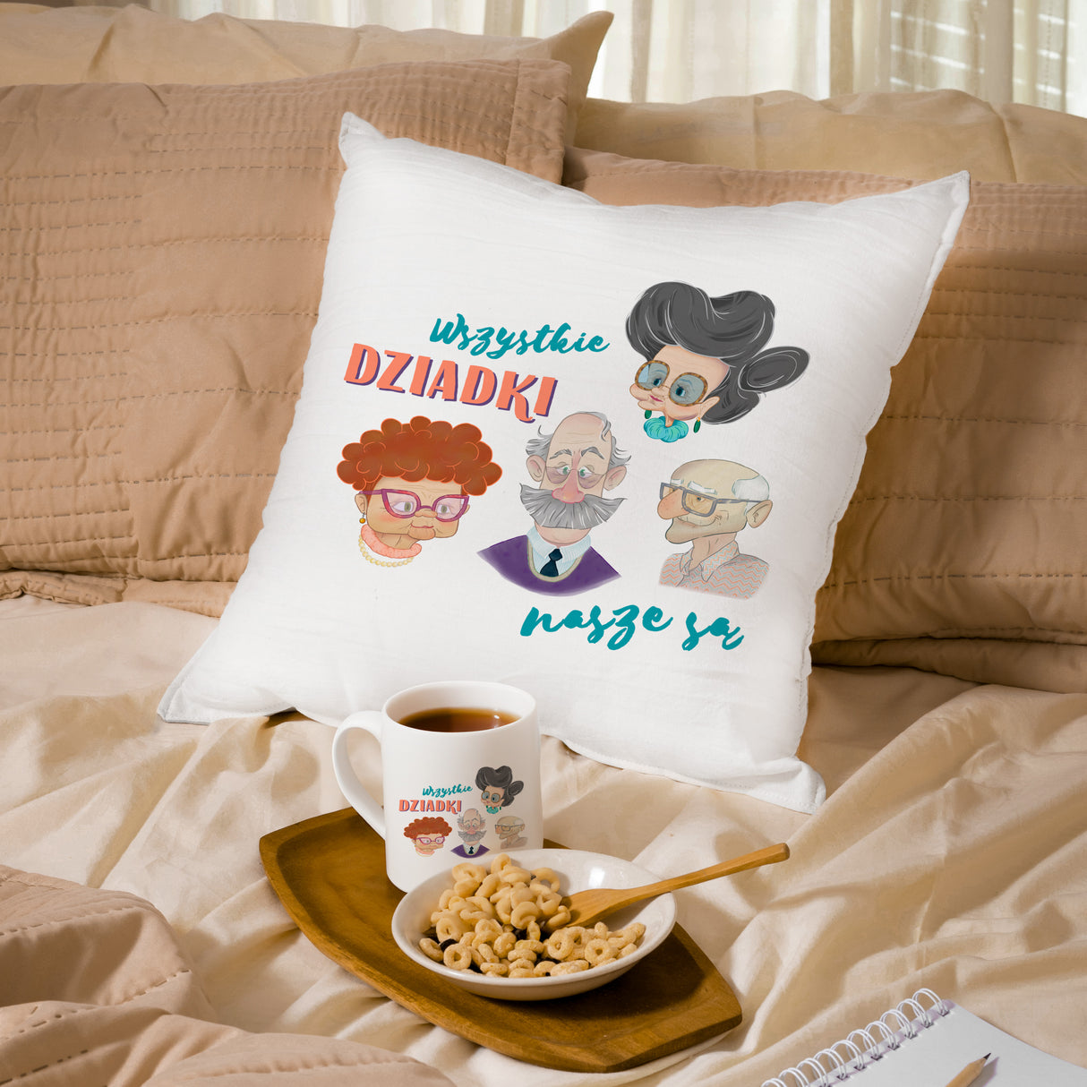 Zestaw Poduszka Kubek Wszystkie dziadki nasze są Prezent na Dzień Babci i Dziadka