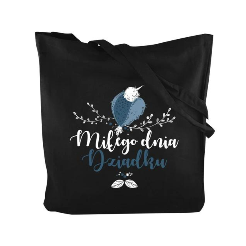 Torba Bawełaniana Miłego Dnia Dziadku Prezent na Dzień Dziadka Czarna