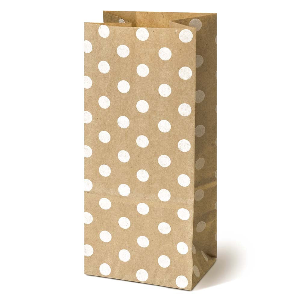 Torba papierowa klockowa 80x65x190mm w kropki Brązowa