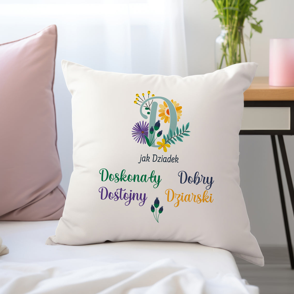 Poduszka na Dzień Dziadka - D jak Dziadek Prezent na Dzień Dziadka