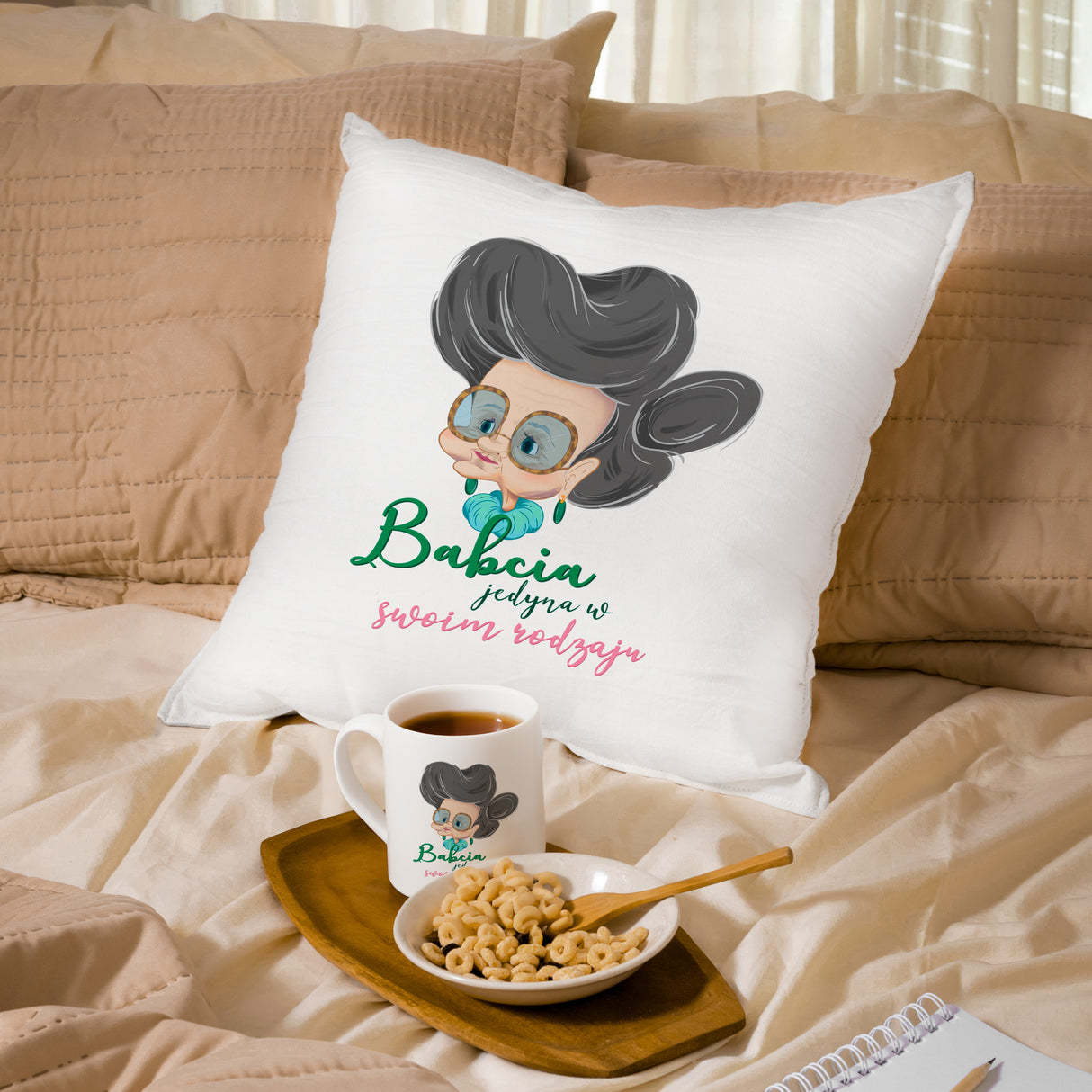 Zestaw Poduszka Kubek - Babcia jedyna w swoim rodzaju Prezent na Dzień Babci