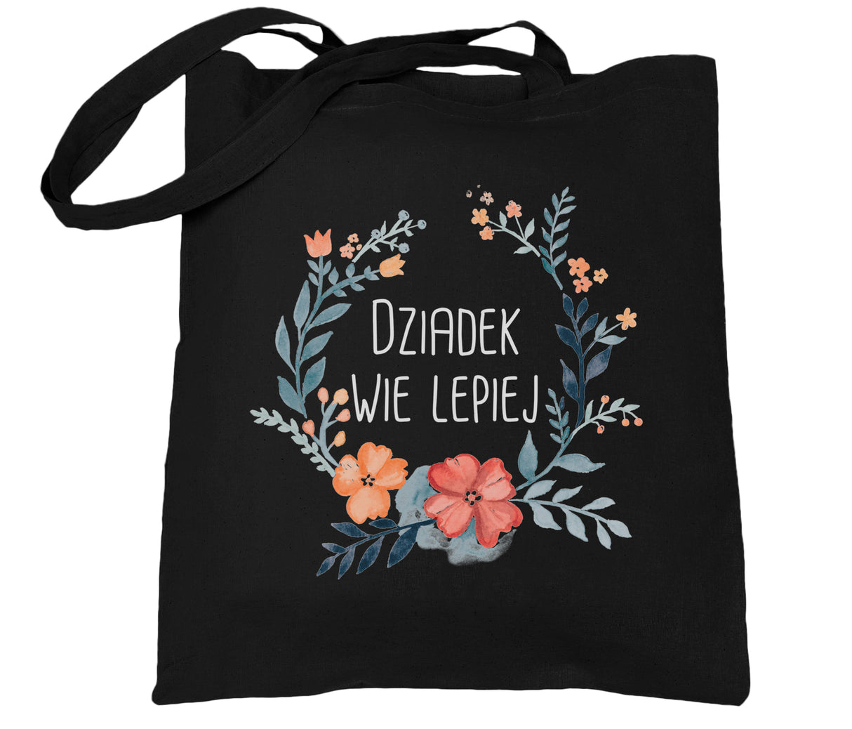 Torba Bawełniana Dziadek wie lepiej Prezent na Dzień Dziadka Czarna