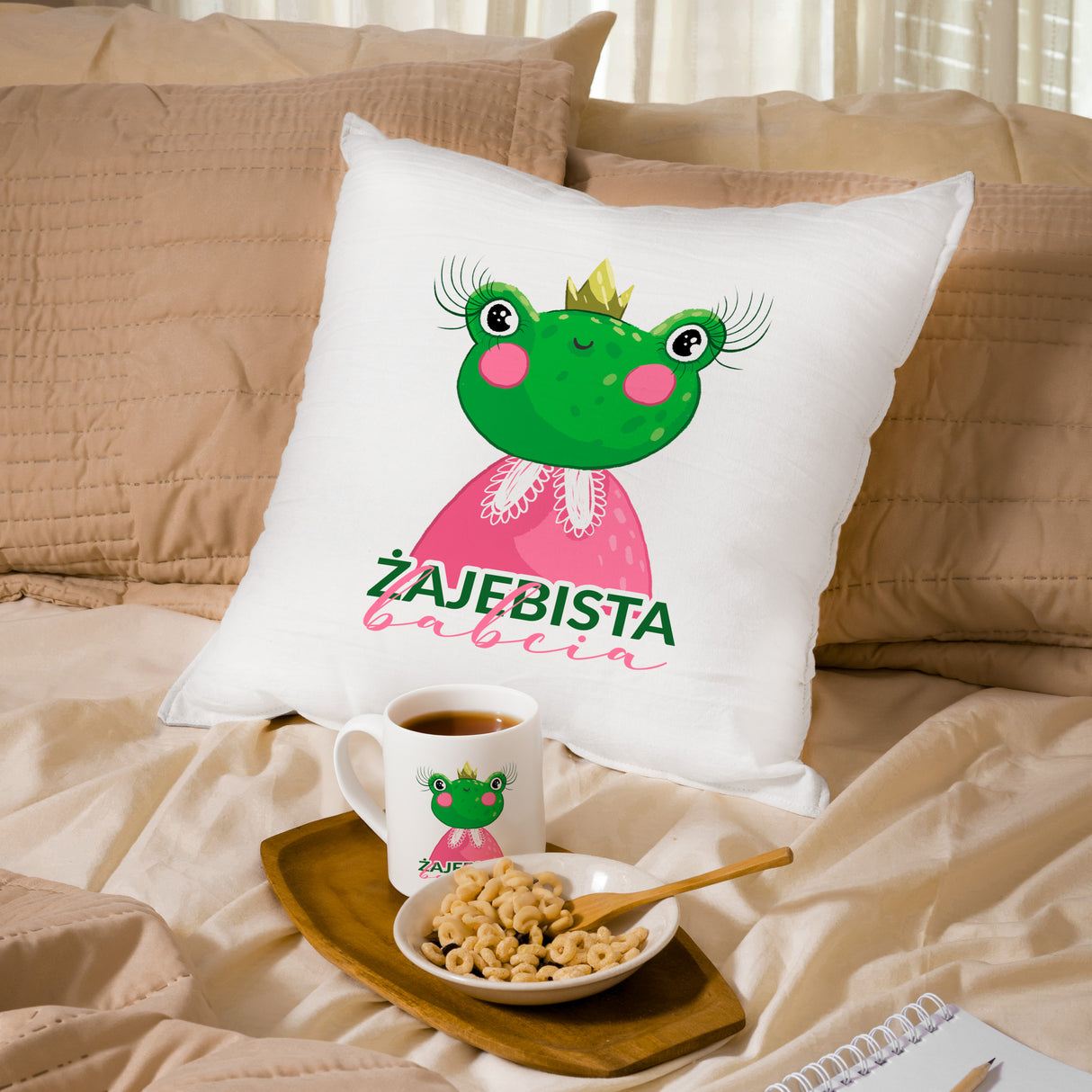 Zestaw Poduszka Kubek Żajebista babcia Prezent na Dzień Babci