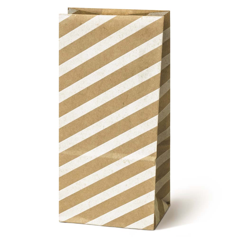 Torba papierowa klockowa 80x65x190mm w paski Brązowa