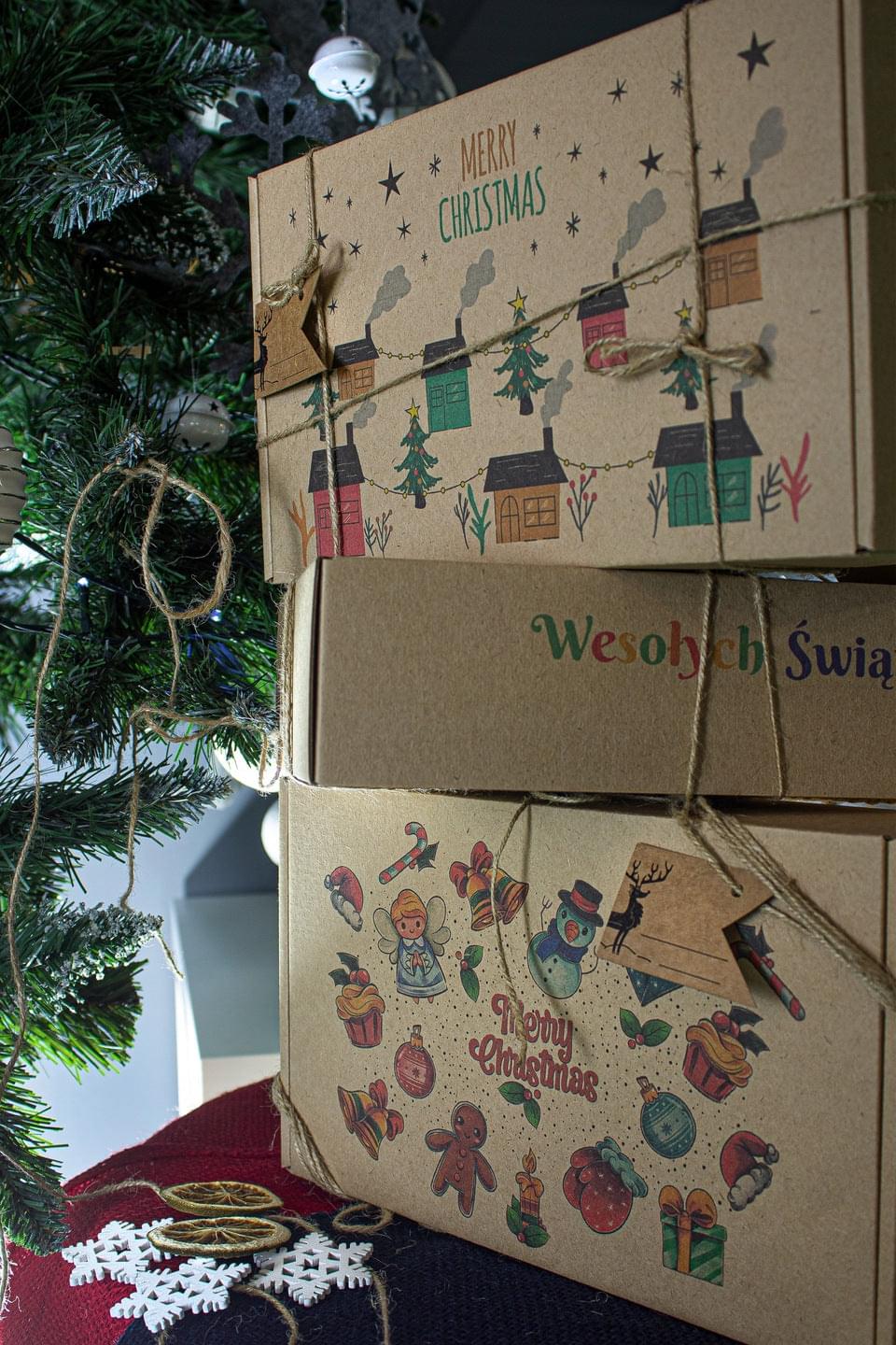 Kartony świąteczne prezentowe ZESTAW 3szt. MERRY CHRISTMAS