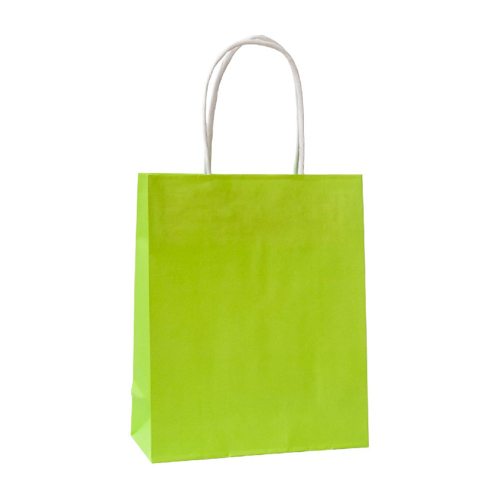 Torba papierowa 180x80x220mm z uchwytem skręcanym Premium -JASNOZIELONA