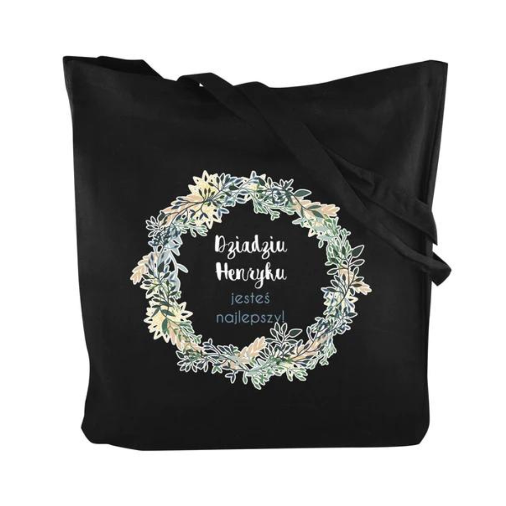 Torba Bawełniana personalizowana Dziadziu jesteś Najleszy Prezent na Dzień Dziadka Czarna