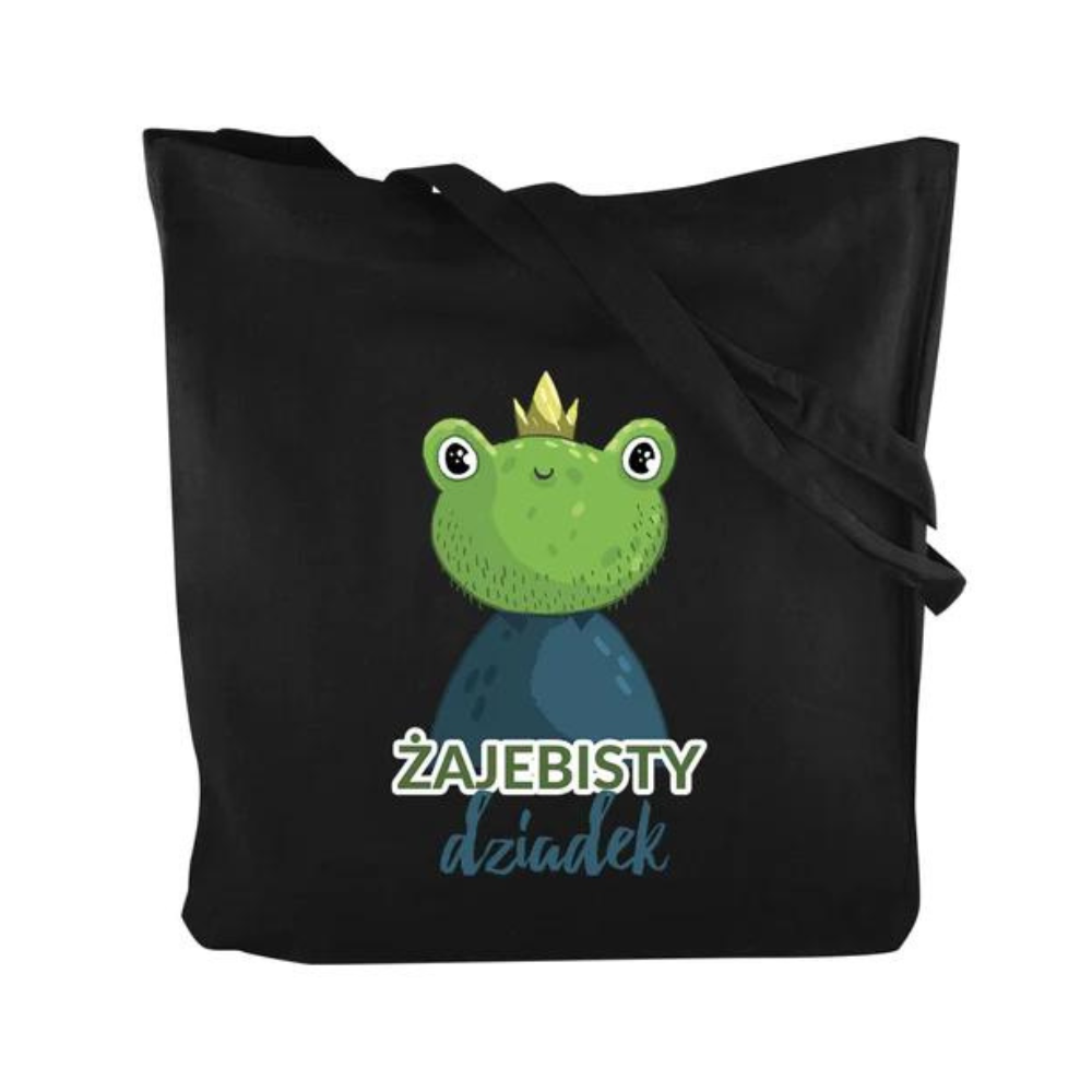 Torba Bawełniana Żajebisty Dziadek Prezent na Dzień Dziadka Czarna
