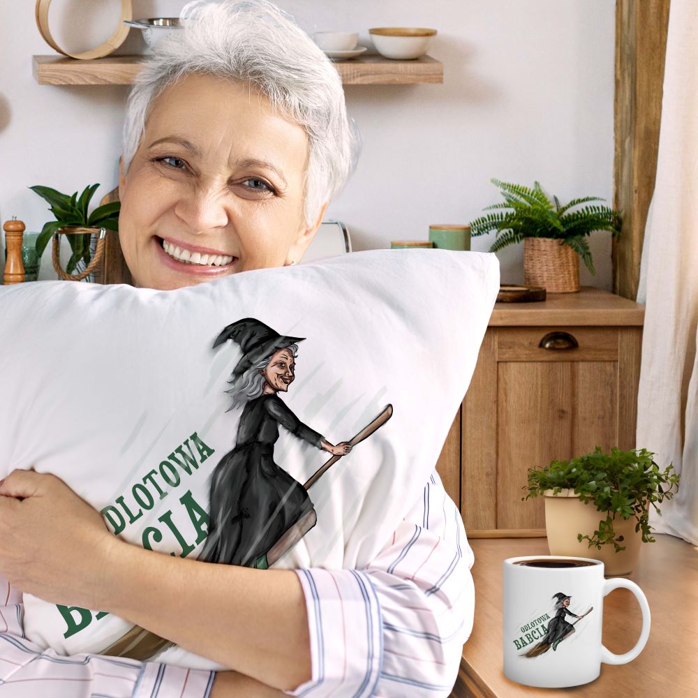 Zestaw Poduszka Kubek Odjazdowa Babcia Prezent na Dzień Babci