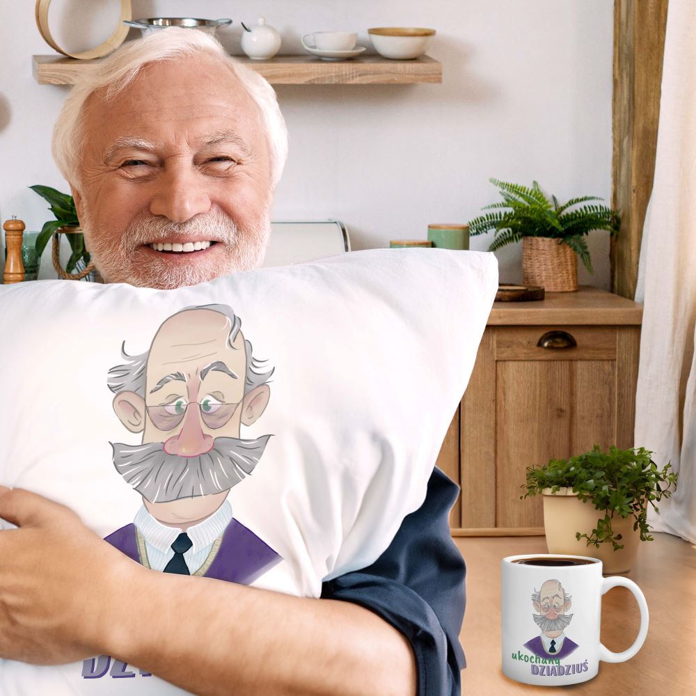 Zestaw Poduszka Kubek - Ukochany Dziadziuś Prezent na Dzień Dziadka