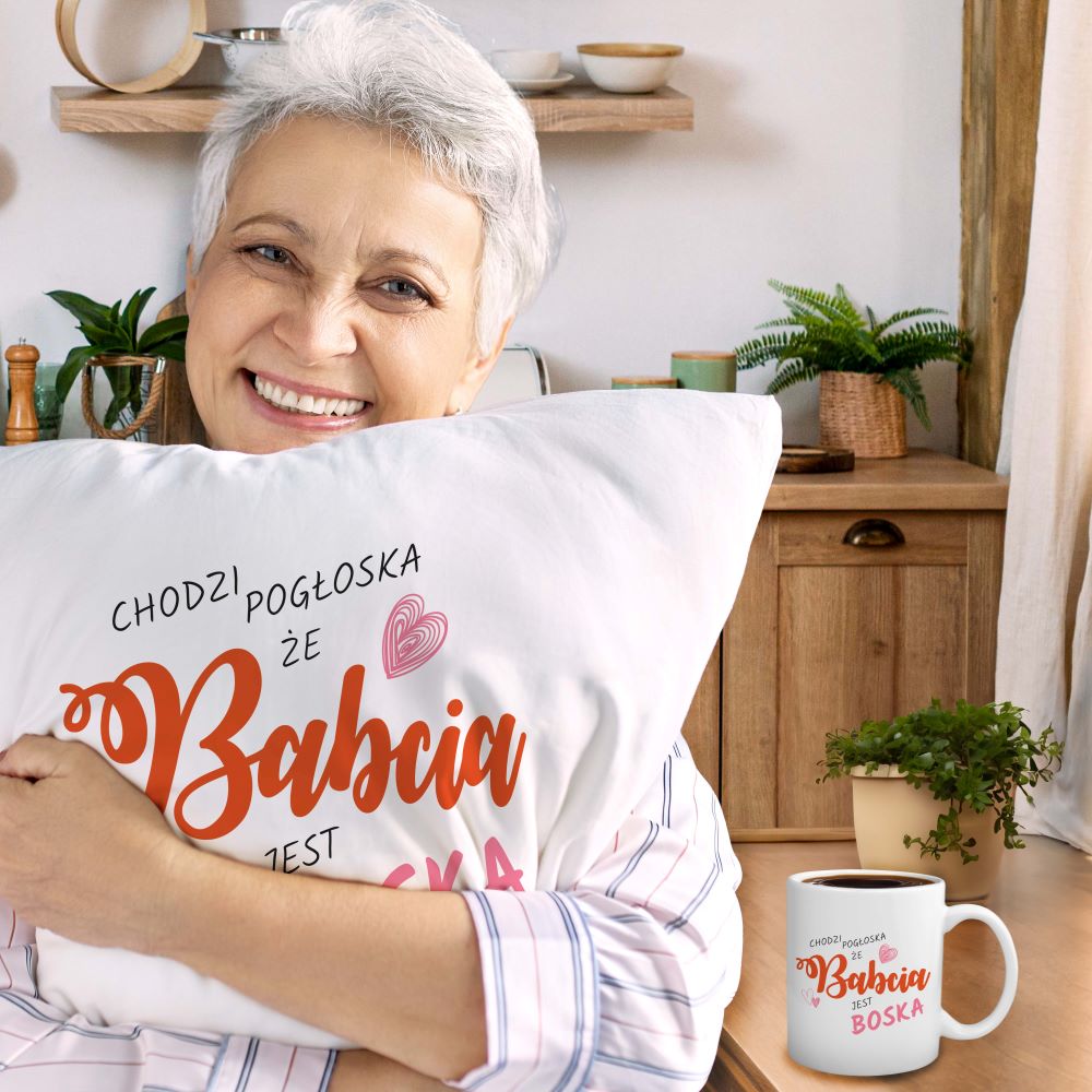 Zestaw Poduszka Kubek Babcia jest boska Prezent na Dzień Babci