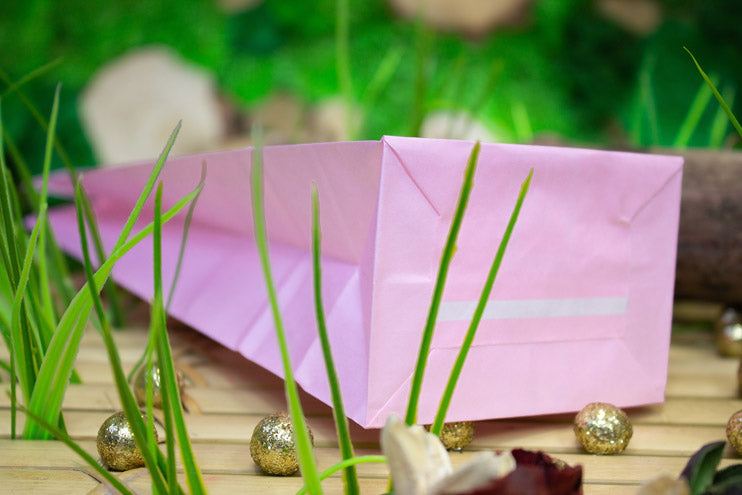 Torba papierowa klockowa 100x70x280mm Różowa