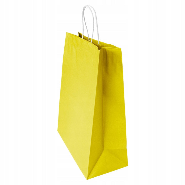 Torba papierowa z uchwytem skręcanym 350x150x400mm Żółta Premium