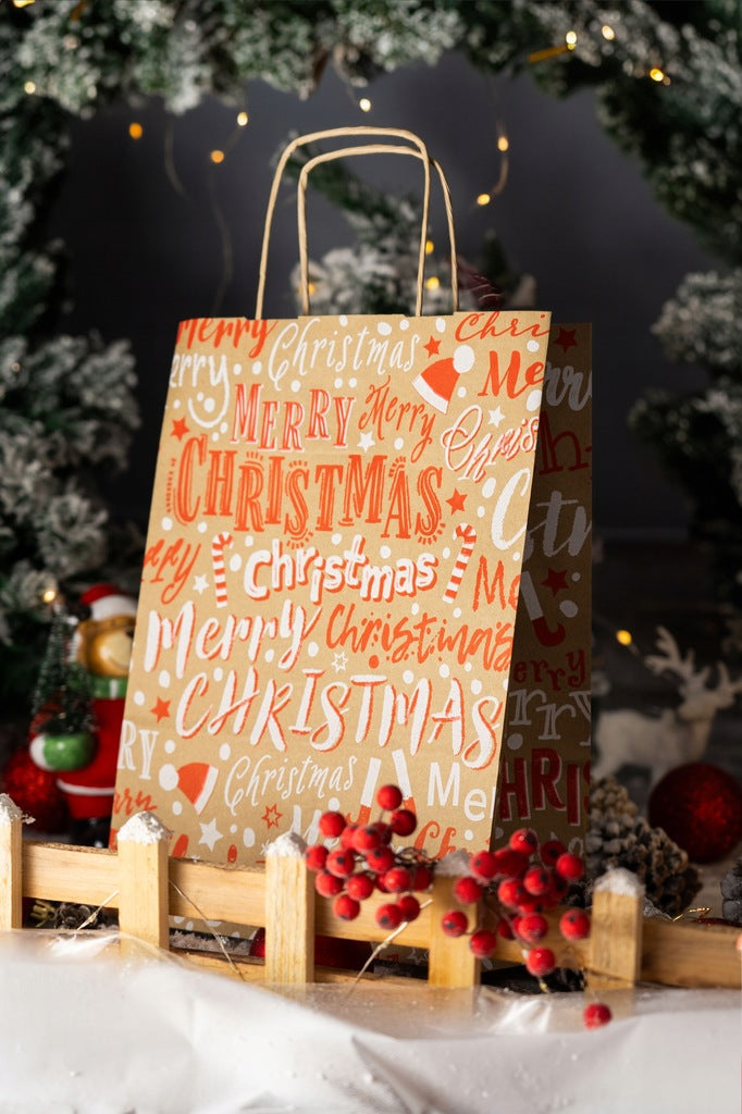 Torba papierowa świąteczna 240x100x320mm Merry Christmas