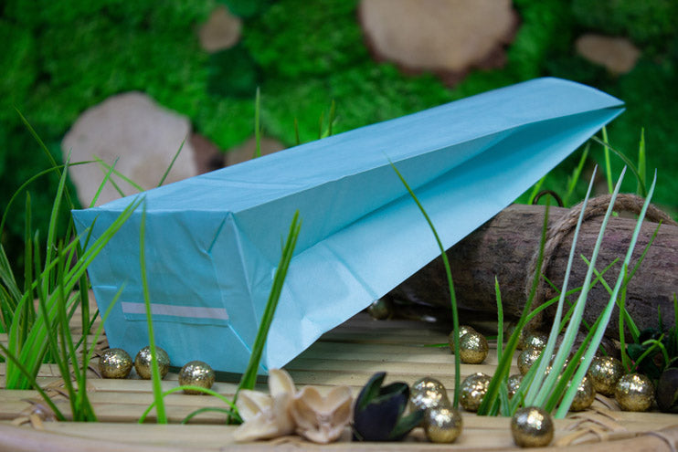 Torba papierowa klockowa 100x70x280mm Niebieska