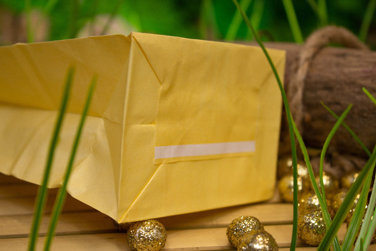 Torba papierowa klockowa 100x70x280mm Żółta