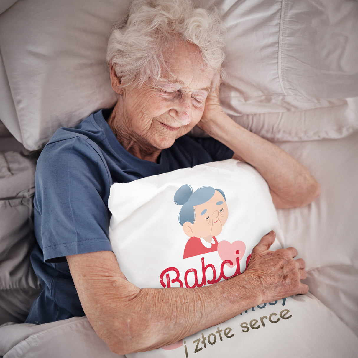 Poduszka na Dzień Babci - Srebrne włosy i złote serce Prezent na Dzień Babci