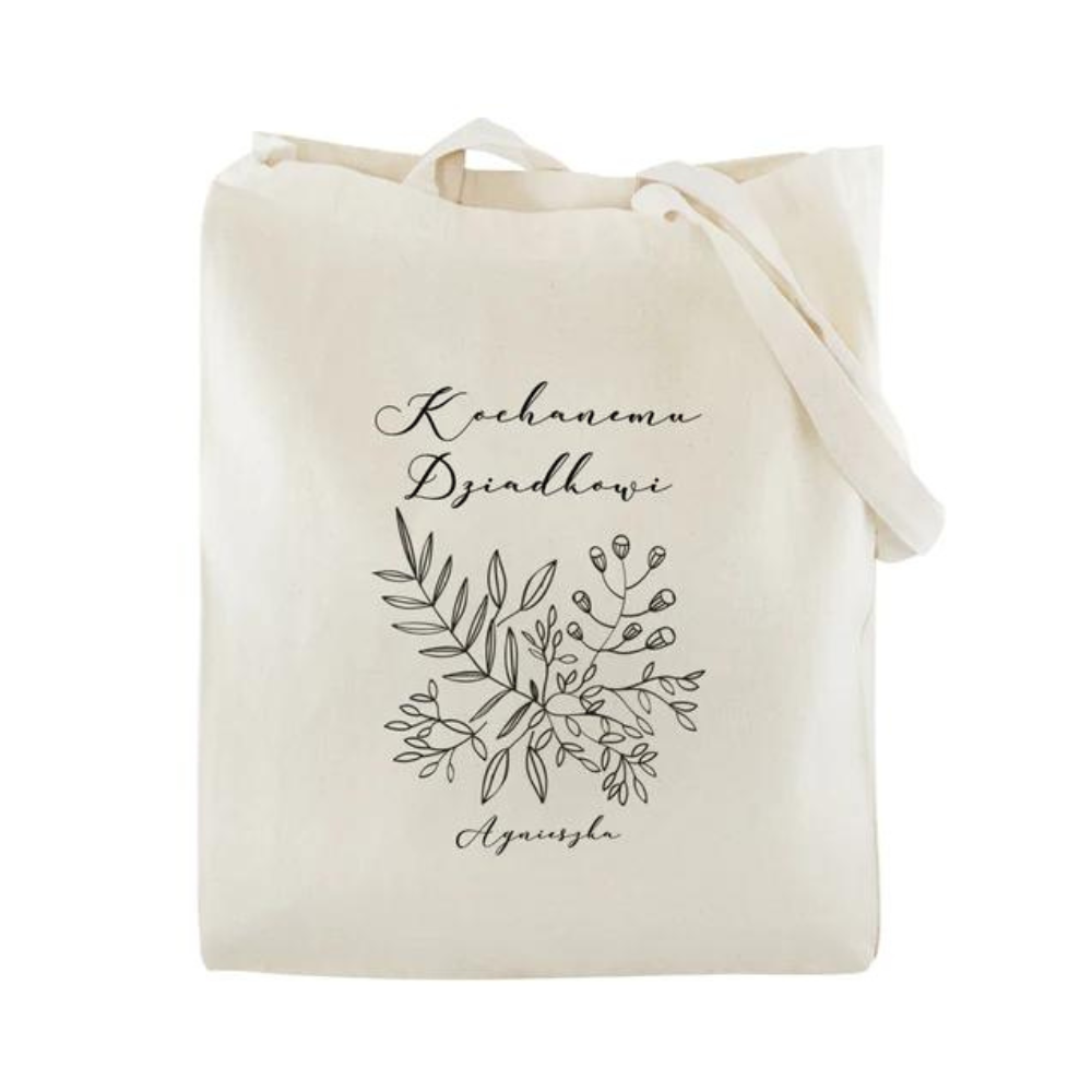 Torba Bawełniana personalizowana Kochanemu Dziadkowi + Imię Prezent na Dzień Dziadka Ecru