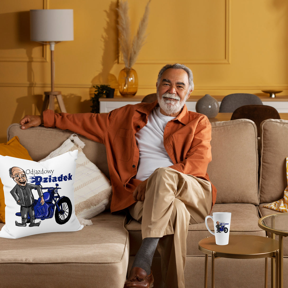 Zestaw Fartuch,Kubek,Poduszka Odjazdowy Dziadek Prezent na Dzień Dziadka