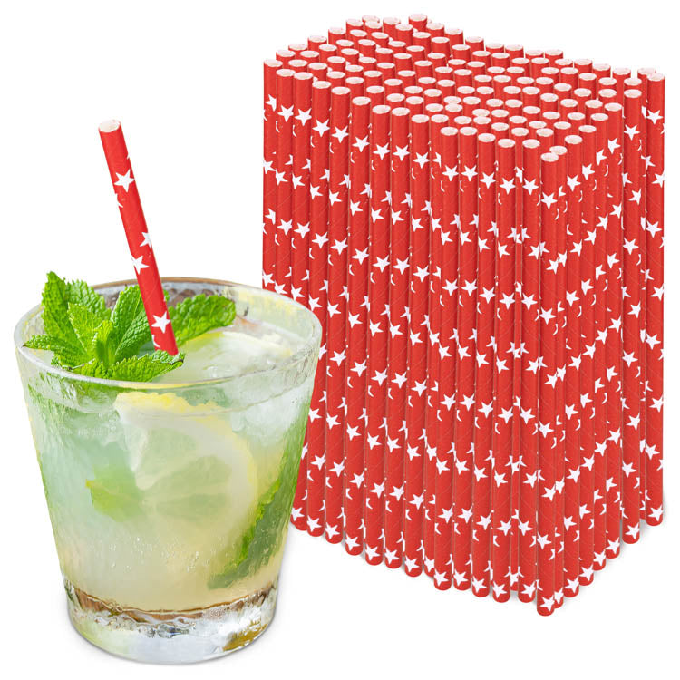 Słomki papierowe GWIAZDKI 20cm ekologiczne 250szt