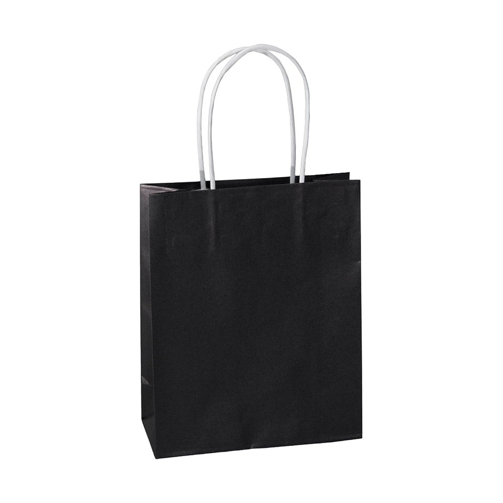 Torba papierowa z uchwytem skręcanym 180x80x220mm Czarna Premium