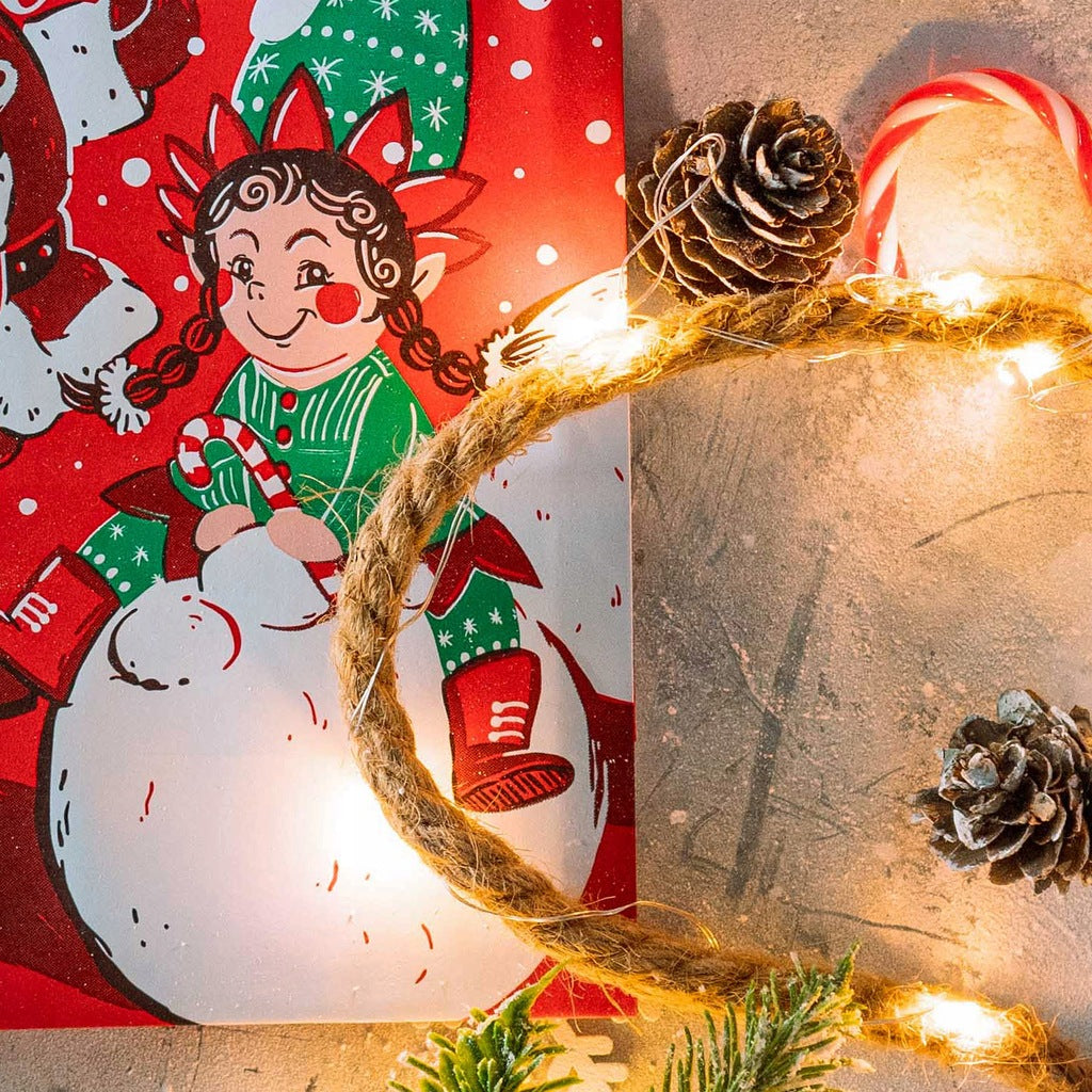 Torba papierowa świąteczna 180x80x220mm Czerwona Mikołaj Elf