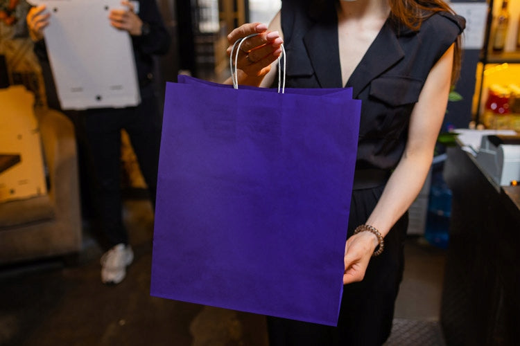 Torba papierowa z uchwytem skręcanym 350x150x400mm Granatowa Premium