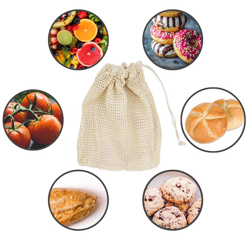 Worek z siatki bawełnianej 100x120mm Ecru