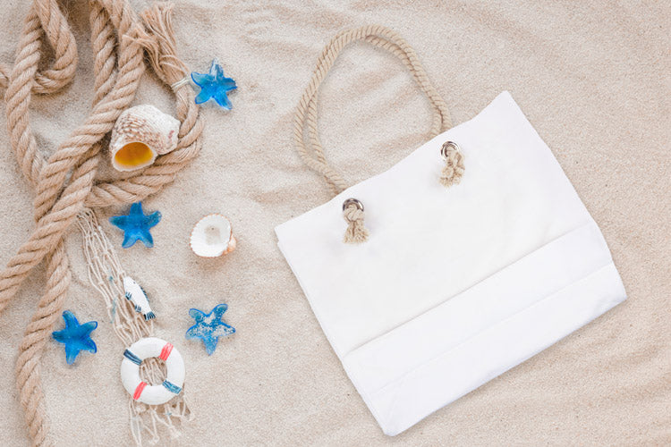 Torba bawełniana Biała 420x140x140x380mm Plażowa