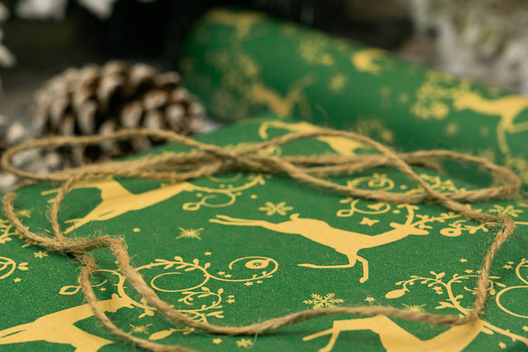 Papier prezentowy świąteczny zielony RENIFER